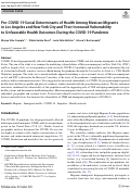 Cover page: Pre-COVID-19 Social Determinants of Health Among Mexican Migrants in Los Angeles and New York City and Their Increased Vulnerability to Unfavorable Health Outcomes During the COVID-19 Pandemic