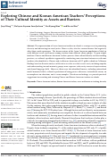 Cover page: Exploring Chinese and Korean American Teachers Perceptions of Their Cultural Identity as Assets and Barriers.