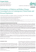 Cover page: Performance of Diabetes and Kidney Disease Screening Scores in Contemporary United States and Korean Populations