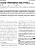 Cover page: Cognitive empathy modulates the processing of pragmatic constraints during sentence comprehension