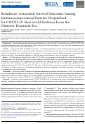 Cover page: Remdesivir-Associated Survival Outcomes Among Immunocompromised Patients Hospitalized for COVID-19: Real-world Evidence From the Omicron-Dominant Era.