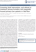 Cover page: Screening, brief intervention, and referral to treatment among homeless and marginally housed primary-care patients in Skid Row