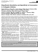 Cover page: King-Devick Sensitivity and Specificity to Concussion in Collegiate Athletes.