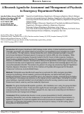 Cover page: A Research Agenda for Assessment and Management of Psychosis in Emergency Department Patients