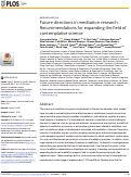 Cover page: Future directions in meditation research: Recommendations for expanding the field of contemplative science