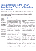 Cover page: Transgender Care in the Primary Care Setting: A Review of Guidelines and Literature.