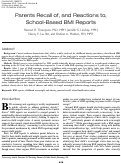 Cover page: Parents Recall of, and Reactions to, School-Based BMI Reports