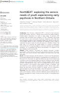 Cover page: NorthBEAT: exploring the service needs of youth experiencing early psychosis in Northern Ontario.