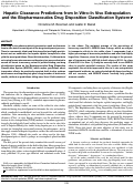 Cover page: Hepatic Clearance Predictions from In Vitro–In Vivo Extrapolation and the Biopharmaceutics Drug Disposition Classification System