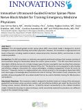 Cover page: Innovative Ultrasound-Guided Erector Spinae Plane Nerve Block Model for Training Emergency Medicine Physicians