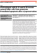 Cover page: Pretreatment with IL-15 and IL-18 rescues natural killer cells from granzyme B-mediated apoptosis after cryopreservation.