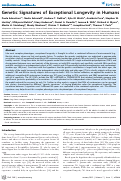 Cover page: Genetic Signatures of Exceptional Longevity in Humans