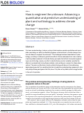 Cover page: How to engineer the unknown: Advancing a quantitative and predictive understanding of plant and soil biology to address climate change