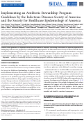 Cover page: Implementing an Antibiotic Stewardship Program: Guidelines by the Infectious Diseases Society of America and the Society for Healthcare Epidemiology of America