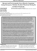 Cover page: Burnout and Post-traumatic Stress Disorder Symptoms Among Emergency Medicine Resident Physicians During the COVID-19 Pandemic