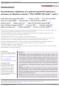 Cover page: Psychometric validation of a patient‐reported experience measure of obstetric racism© (The PREM‐OB Scale™ suite)