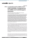 Cover page: A potential role for SARS-CoV-2 small viral RNAs in targeting host microRNAs and modulating gene expression.