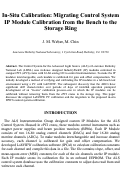 Cover page: In-situ calibration: migrating control system IP module calibration 
from the bench to the storage ring