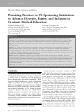 Cover page: Promising Practices in US Sponsoring Institutions to Advance Diversity, Equity, and Inclusion in Graduate Medical Education.