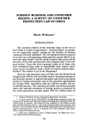 Cover page: Foreign Business and Consumer Rights: A Survey of Consumer Protection Law in China