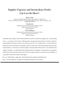 Cover page: Supplier Capacity and Intermediary Profits: Can Less Be More?