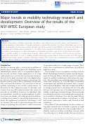 Cover page: Major trends in mobility technology research and development: overview of the results of the NSF-WTEC European study.