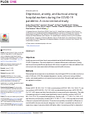 Cover page: Depression, anxiety, and burnout among hospital workers during the COVID-19 pandemic: A cross-sectional study