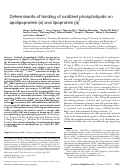 Cover page: Determinants of binding of oxidized phospholipids on apolipoprotein (a) and lipoprotein (a) 1