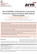 Cover page: The Availability of Quantitative Assessment of Pain Perception in Patients With Diabetic Polyneuropathy.