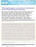 Cover page: Clinicopathological correlations in behavioural variant frontotemporal dementia