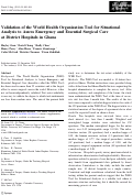 Cover page: Validation of the World Health Organization Tool for Situational Analysis to Assess Emergency and Essential Surgical Care at District Hospitals in Ghana