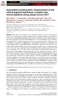 Cover page: Automated morphometric measurement of the retinal pigment epithelium complex and choriocapillaris using swept source OCT.