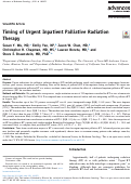 Cover page: Timing of Urgent Inpatient Palliative Radiation Therapy.