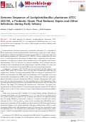 Cover page: Genome Sequence of Lactiplantibacillus plantarum ATCC 202195, a Probiotic Strain That Reduces Sepsis and Other Infections during Early Infancy