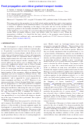 Cover page: Front propagation and critical gradient transport models