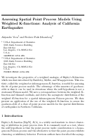 Cover page: Assessing Spatial Point Process Models Using Weighted K-functions: Analysis of California Earthquakes