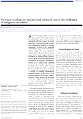 Cover page: Precision oncology for patients with advanced cancer: the challenges of malignant snowflakes