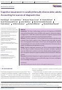 Cover page: Cognitive impairment in racially/ethnically diverse older adults: Accounting for sources of diagnostic bias