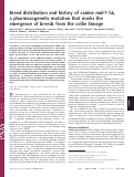 Cover page: Breed distribution and history of canine mdr1-1 Delta, a pharmacogenetic mutation that marks the emergence of breeds from the collie lineage