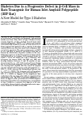 Cover page: Diabetes due to a progressive defect in beta-cell mass in rats transgenic for human islet amyloid polypeptide (HIP rat) - A new model for type 2 diabetes