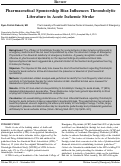 Cover page: Pharmaceutical Sponsorship Bias Influences Thrombolytic Literature in Acute Ischemic Stroke