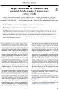 Cover page: Atopic dermatitis in childhood and pubertal development: A nationwide cohort study.