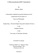 Cover page: A Micromechanical RF Channelizer