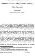 Cover page: The Emotional Labor of Race-Gender Dialogue in Higher Education