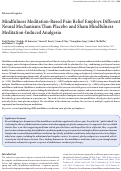 Cover page: Mindfulness Meditation-Based Pain Relief Employs Different Neural Mechanisms Than Placebo and Sham Mindfulness Meditation-Induced Analgesia