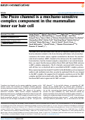 Cover page: The Piezo channel is a mechano-sensitive complex component in the mammalian inner ear hair cell