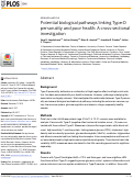 Cover page: Potential biological pathways linking Type-D personality and poor health: A cross-sectional investigation.