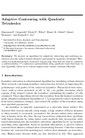 Cover page: Adaptive Contouring with Quadratic Tetrahedra