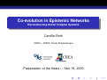 Cover page of Co-evolution in Epistemic Networks: Reconstructing Social Complex Systems - A Summary Presentation