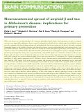 Cover page: Neuroanatomical spread of amyloid β and tau in Alzheimer’s disease: implications for primary prevention